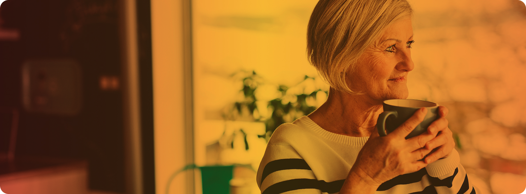 Woman in her own drinking tea
