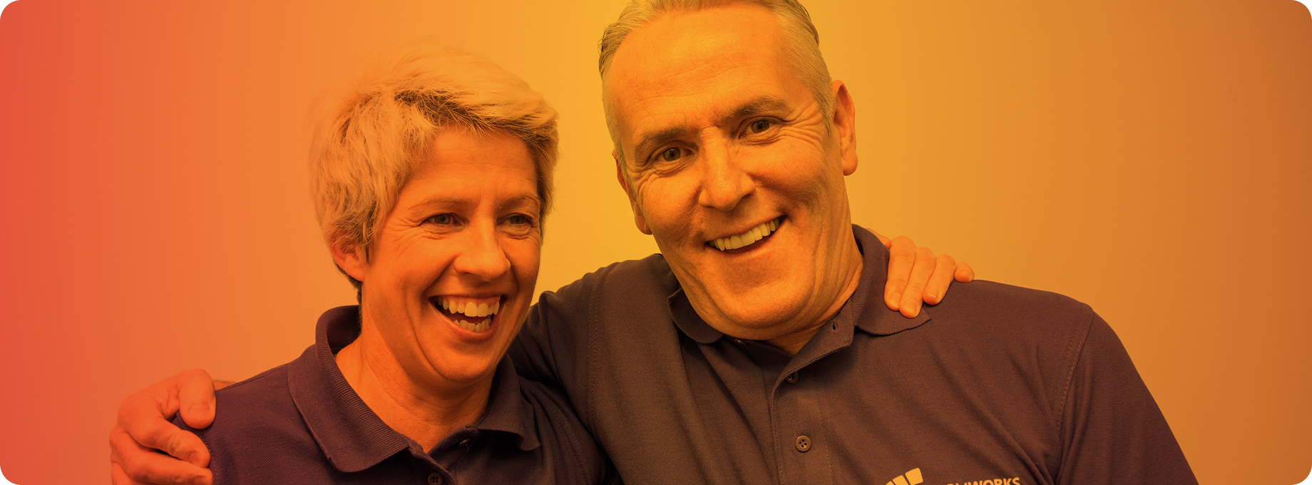 Man and woman smiling